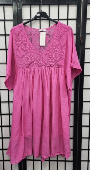 Italian Short Sleeve Tunic With Lace Detail 