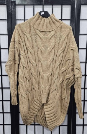 Italian Knitted High Neck High Low Jumper 